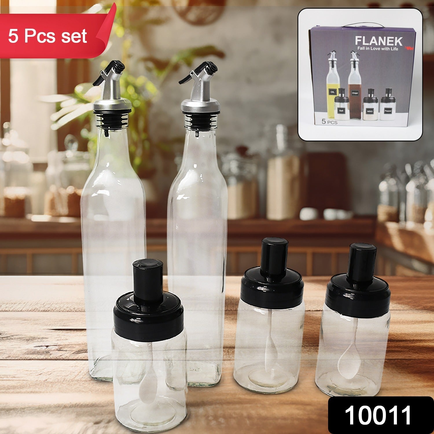 Transparent Glass Oil Dispenser 500 ML Bottle Set of 2, Spice Jar 250 ML Set of 3, Oil Bottle for Kitchen, Oil & Vinegar Storage Glass Bottle, Glass Container for Spice, Masala (5 Pcs Set) Transparent Glass Oil Dispenser 500 ML Bottle Set of 2, Spice Jar 250 ML Set of 3, Oil Bottle for Kitchen, Oil & Vinegar Storage Glass Bottle, Glass Container for Spice, Masala (5 Pcs Set)